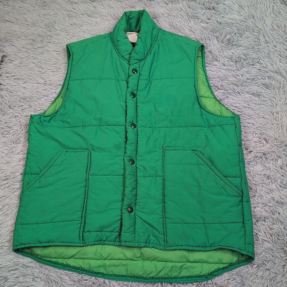 Vintage Carpenter Vest Mens Green‎ M Gorpcore Pockets Snap Up Barn Chore